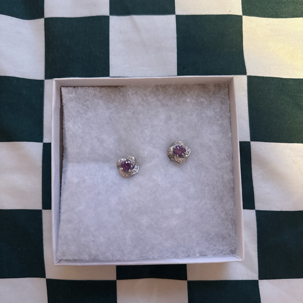 Hallmark Purple and Silver Stud Earrings